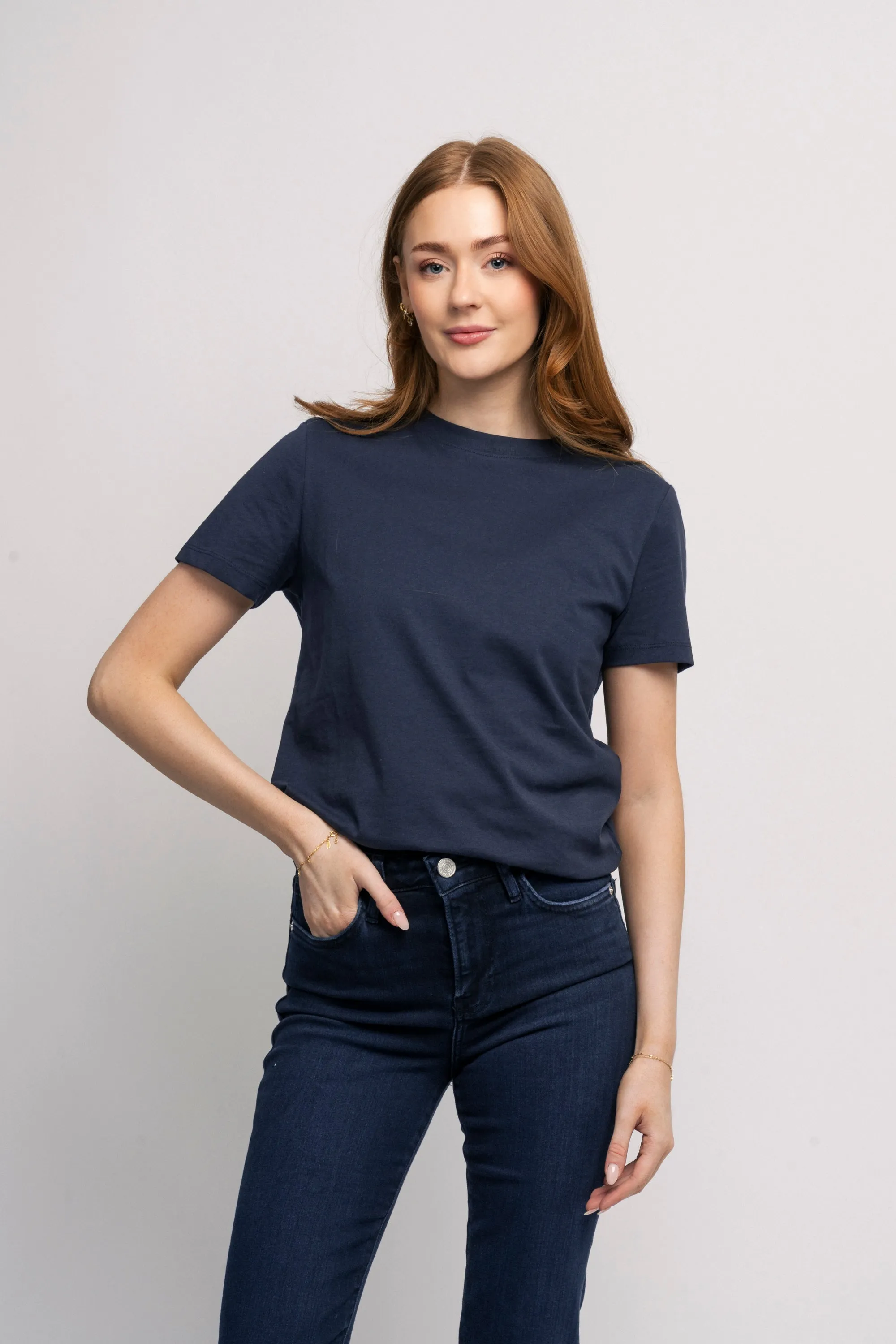 Myessential Ss O-Neck Tee - Dark Sapphire
